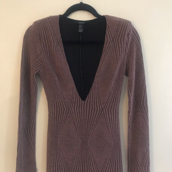 FOREVER 21 Plunge Bodycon Dress Patterned Sz M - Picture 4 of 9